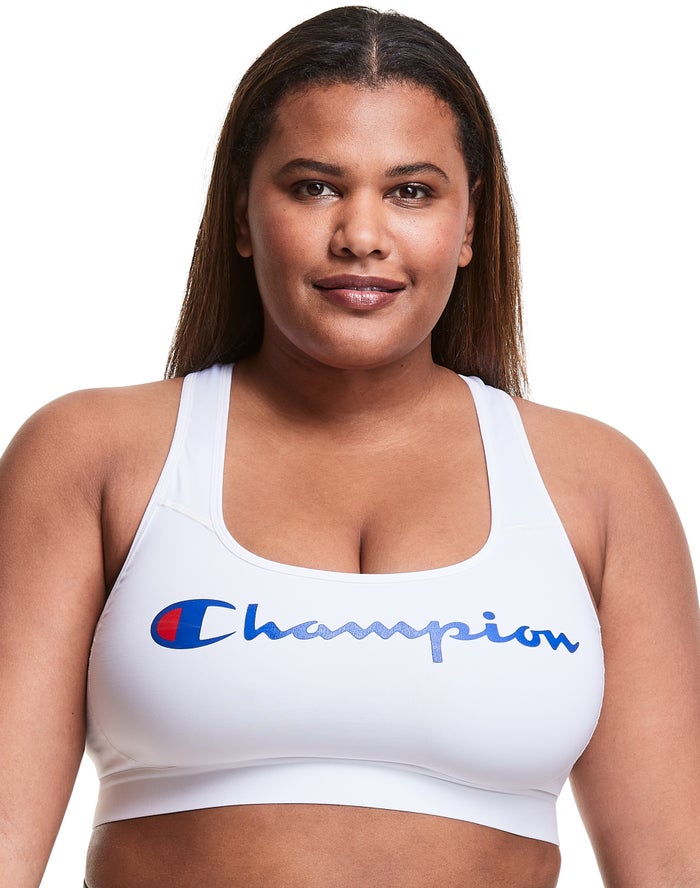 Champion Plus The Absolute Workout Script Logo Kadın Sporcu Sütyeni Beyaz ( CTMJBH684 )